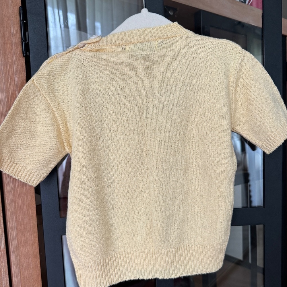 Vintage 60s baby embroidered Knit Sweater Bouclé Ducks unisex short sleeve top - Picture 4 of 7